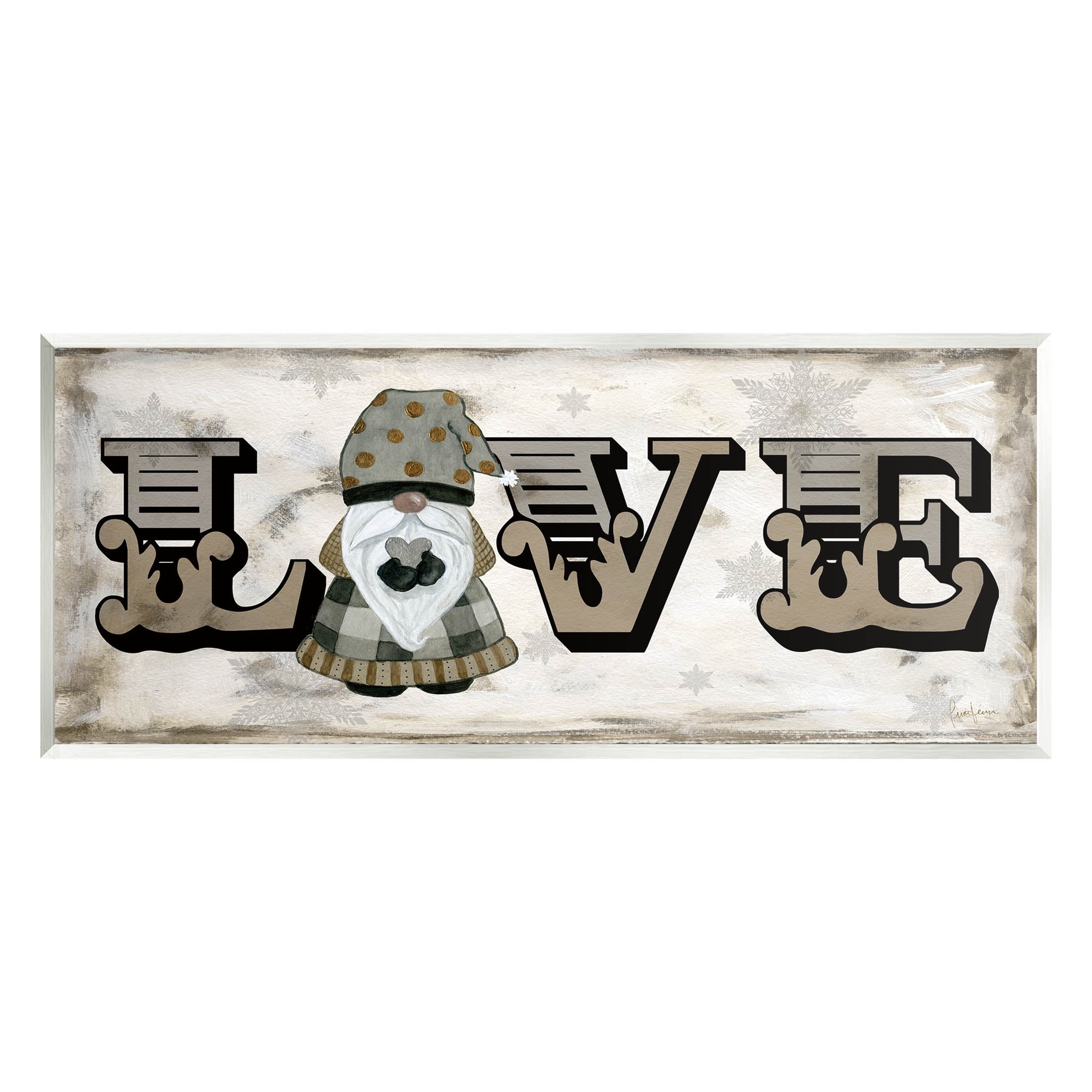 Stupell Industries Holiday Patterned Love Gnome Graphic Art Unframed Art Print Wall Art, Design by Livi Finn