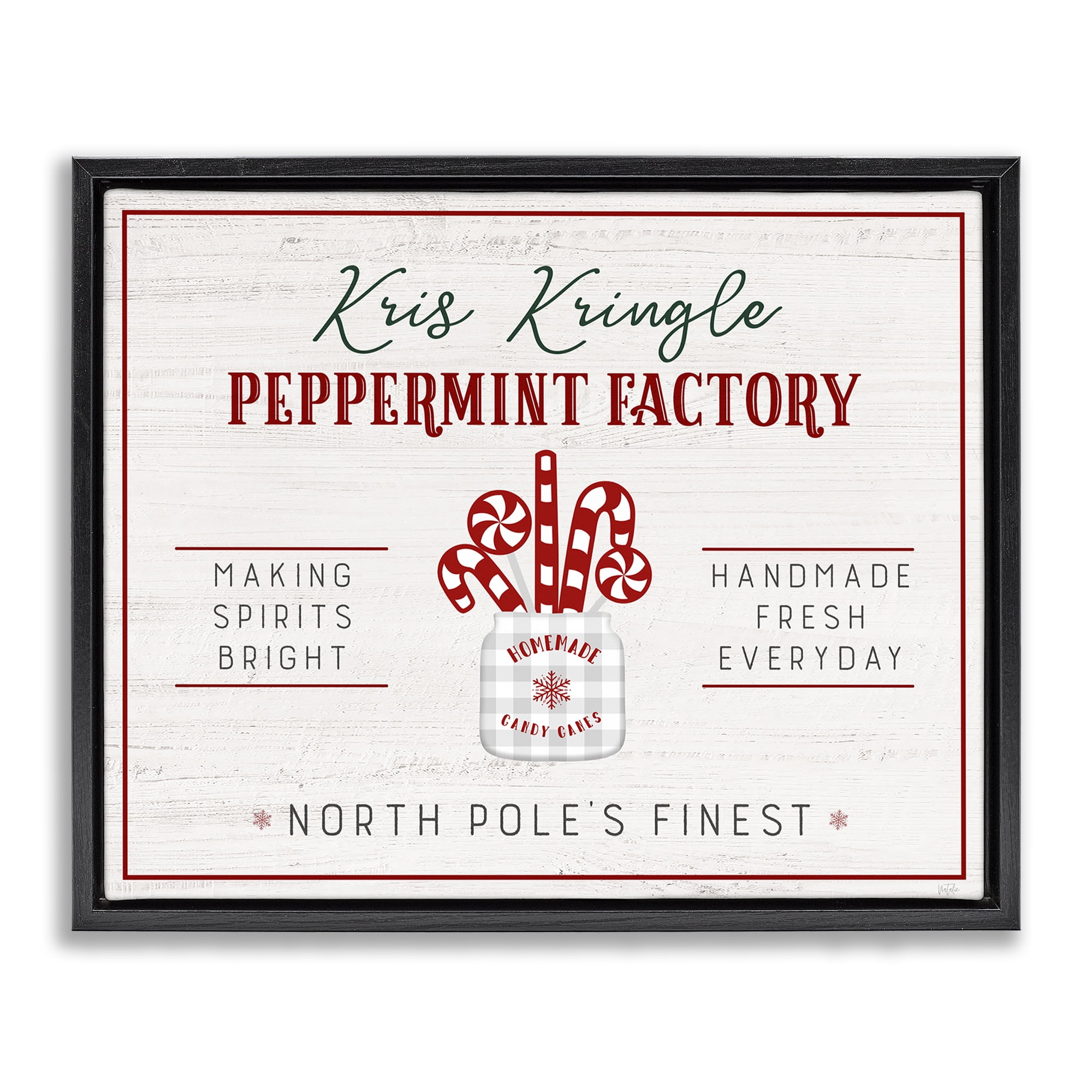 Stupell Industries Holiday Peppermint Factory Holiday Painting Black Floater Framed Canvas Art Prints Wall Art, 31 x 25