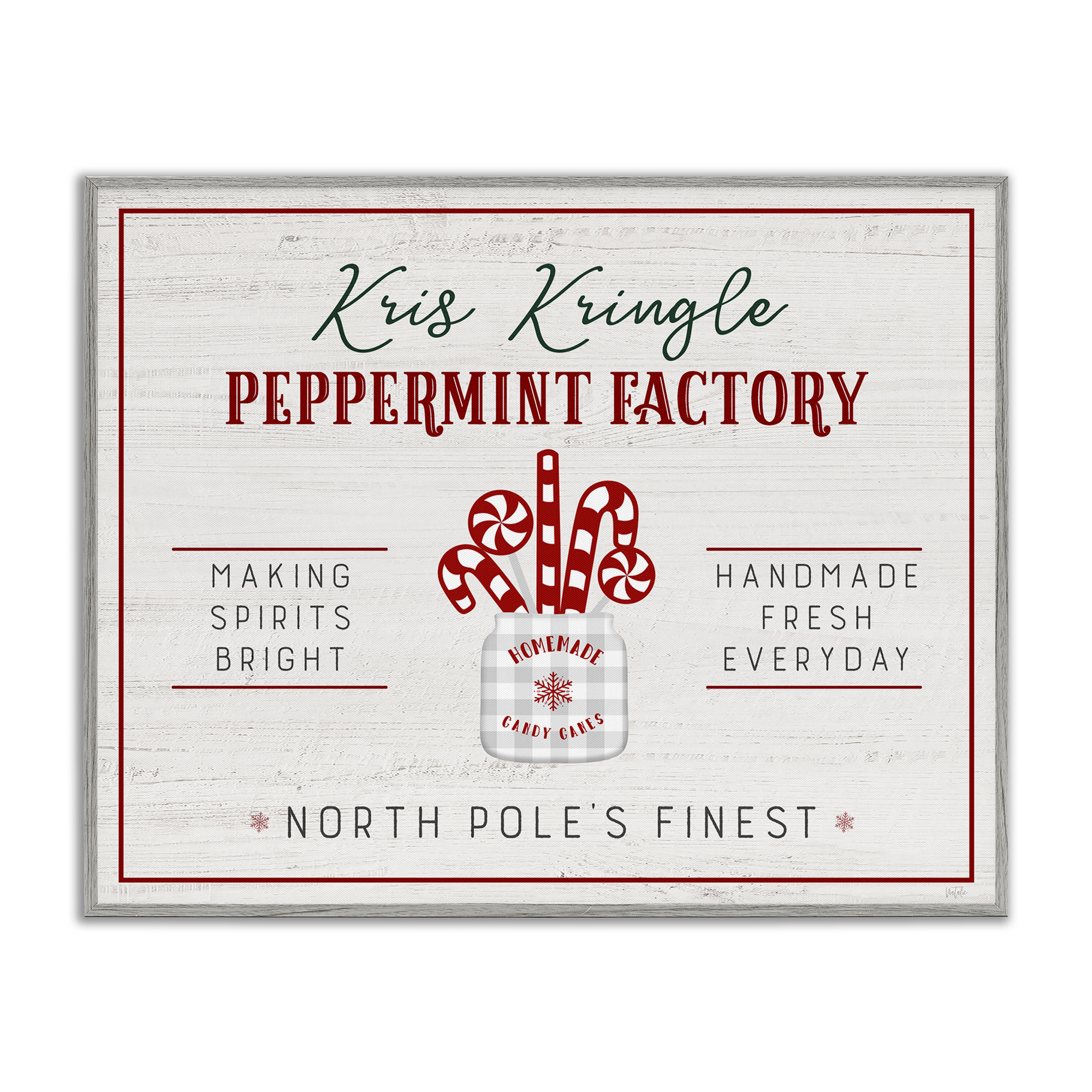Stupell Industries Holiday Peppermint Factory Holiday Painting Gray Framed Art Prints Wall Art, 14 x 11