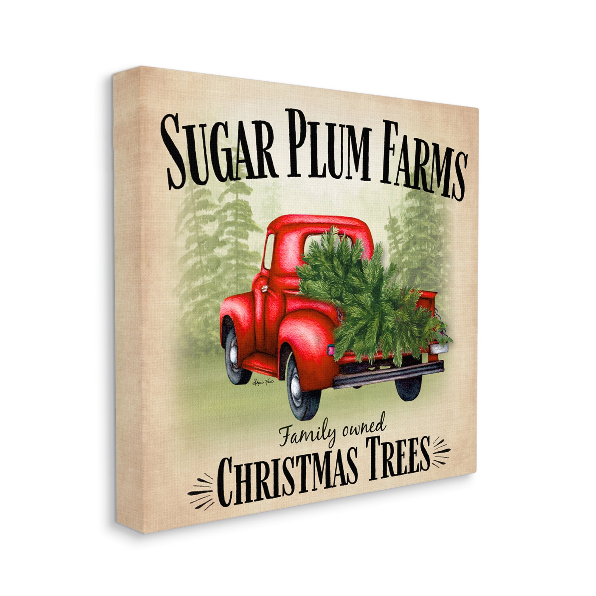 Stupell Industries Holiday Red Truck Sugar Plum Farms Sign Canvas Design by Sheri Hart