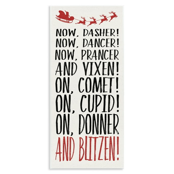 Stupell Industries Holiday Reindeer Names Quotes and Sayings Painting Unframed Art Print Wall Art, 7 x 17
