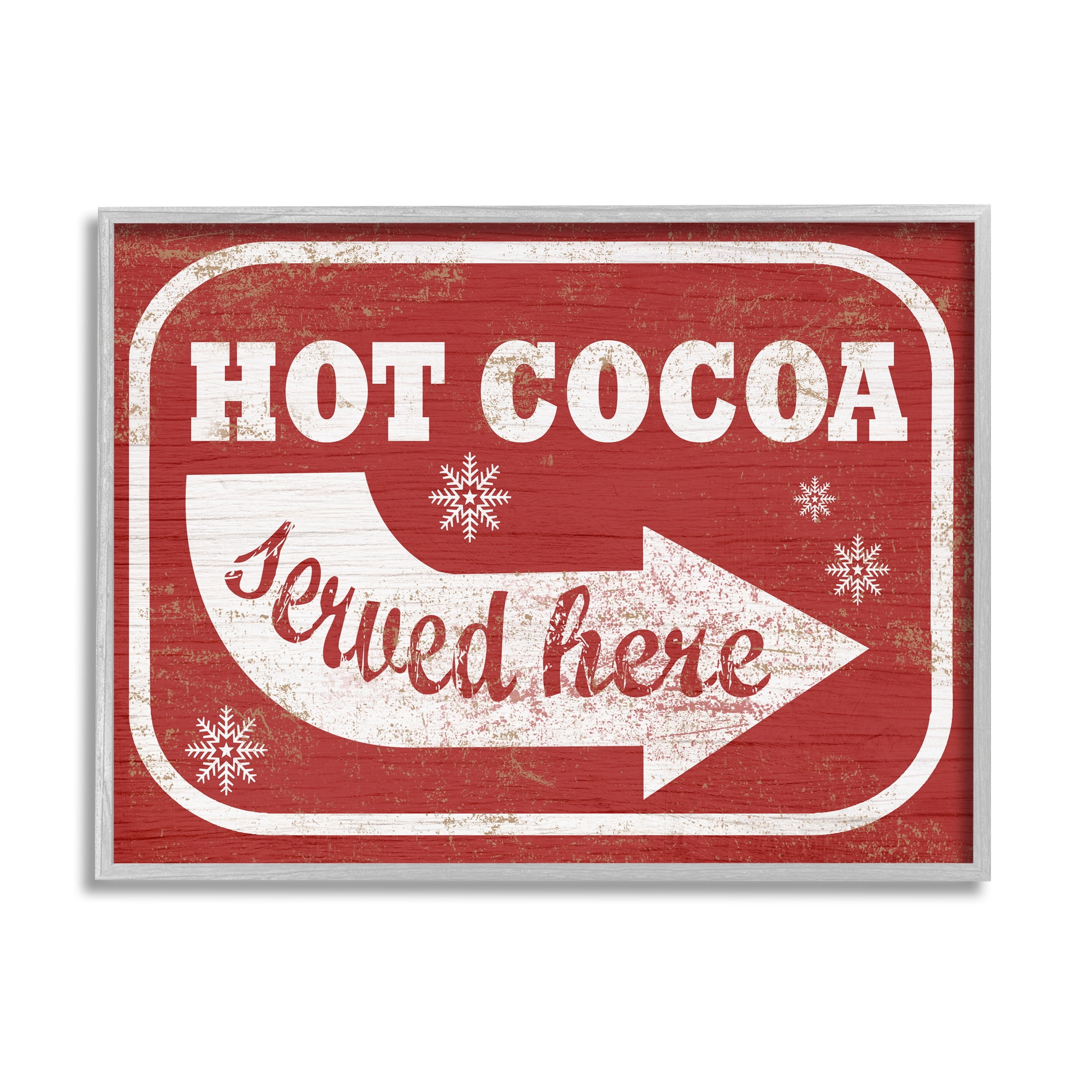 Stupell Industries Holiday Rustic Distressed White and Red Vintage Sign Hot Cocoa Served Here, 24 x 30,Design by Daphne Polselli