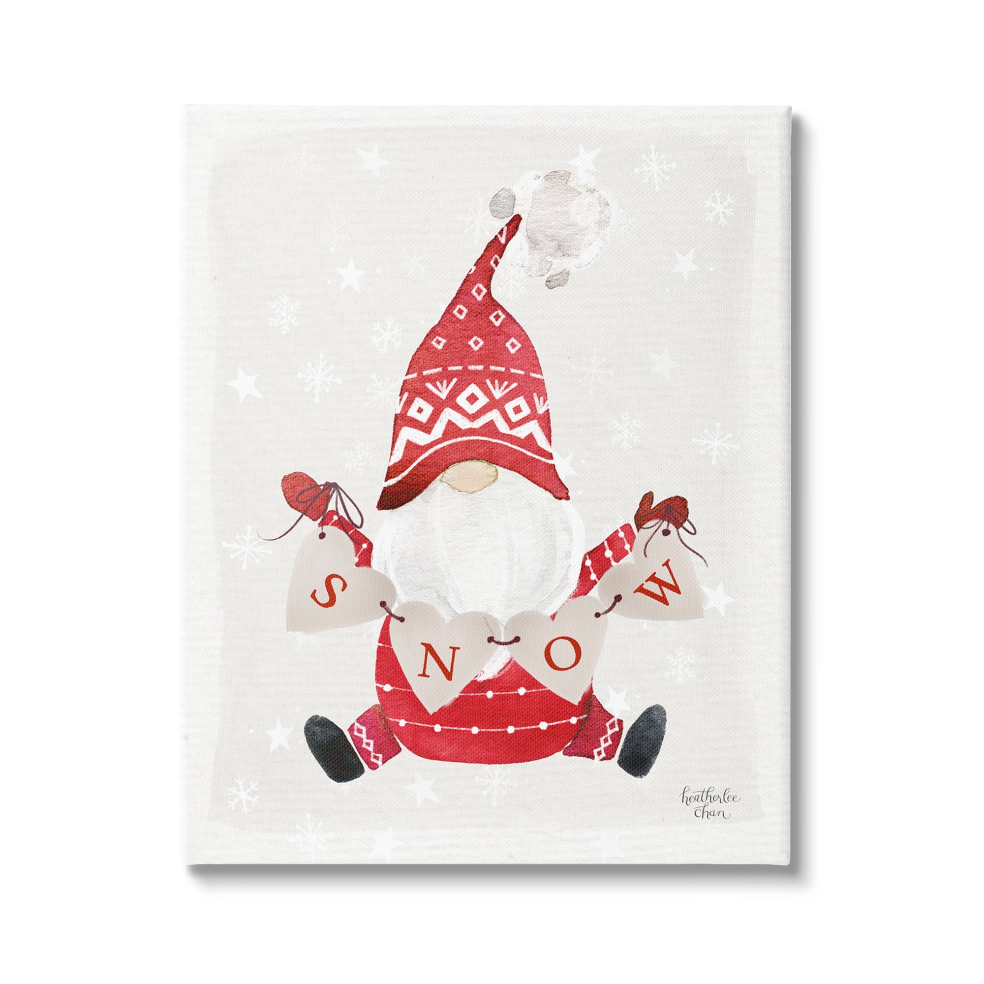 Stupell Industries Holiday Snow Banner Patterned Red Garden Gnome Graphic Art Gallery Wrapped Canvas Print Wall Art, Design by Heatherlee Chan