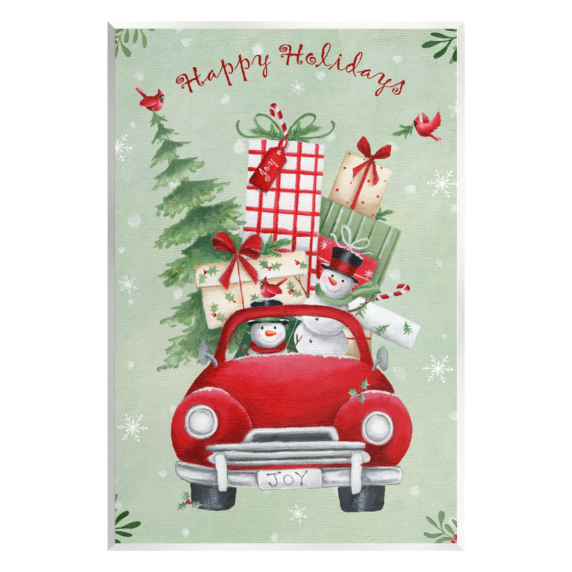 Stupell Industries Holiday Stacked Gift Car Holiday Painting Unframed Art Print Wall Art, 13 x 19