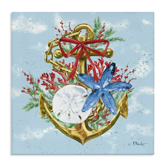Stupell Industries Holiday Submerged Anchor Holiday Painting Wrapped Canvas Art Print Wall Art, 36 x 36