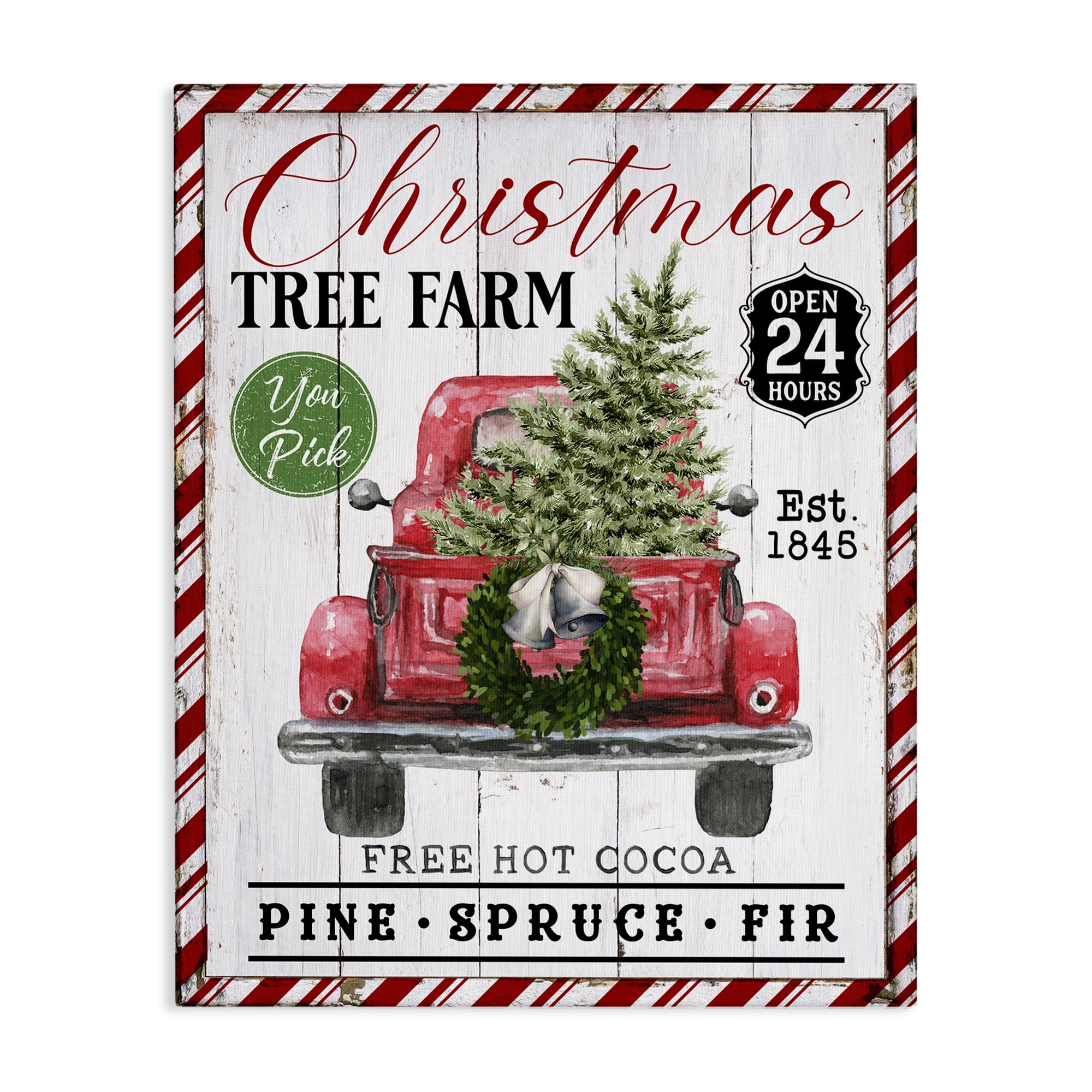 Stupell Industries Holiday Tree Farm Sign Holiday Painting Gallery Wrapped Canvas Art Prints Wall Art, 24 x 30