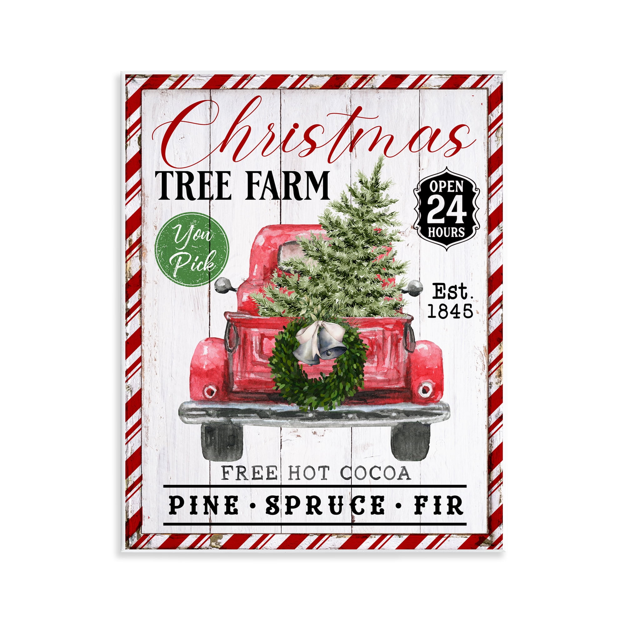Stupell Industries Holiday Tree Farm Sign Holiday Painting Unframed Art Prints Wall Art, 11 x 14