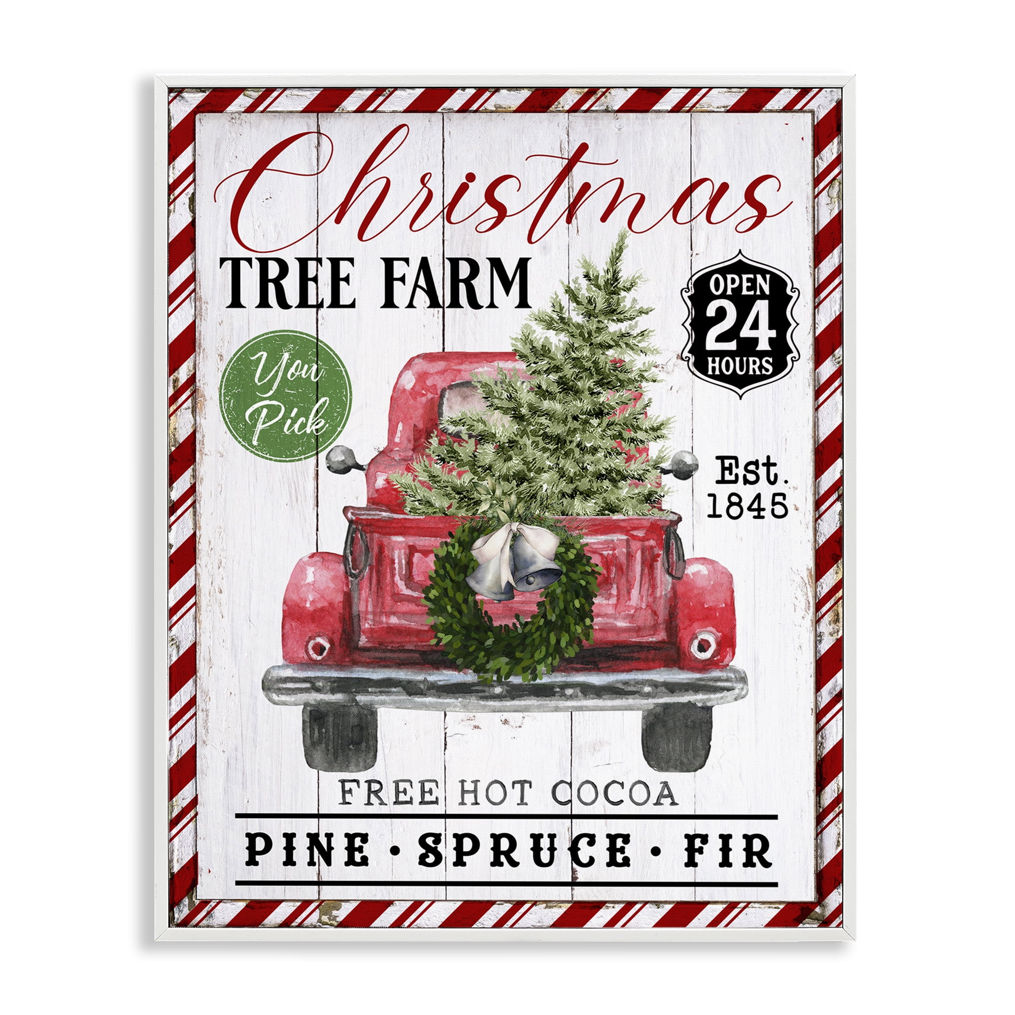Stupell Industries Holiday Tree Farm Sign Holiday Painting White Framed Art Prints Wall Art, 11 x 14