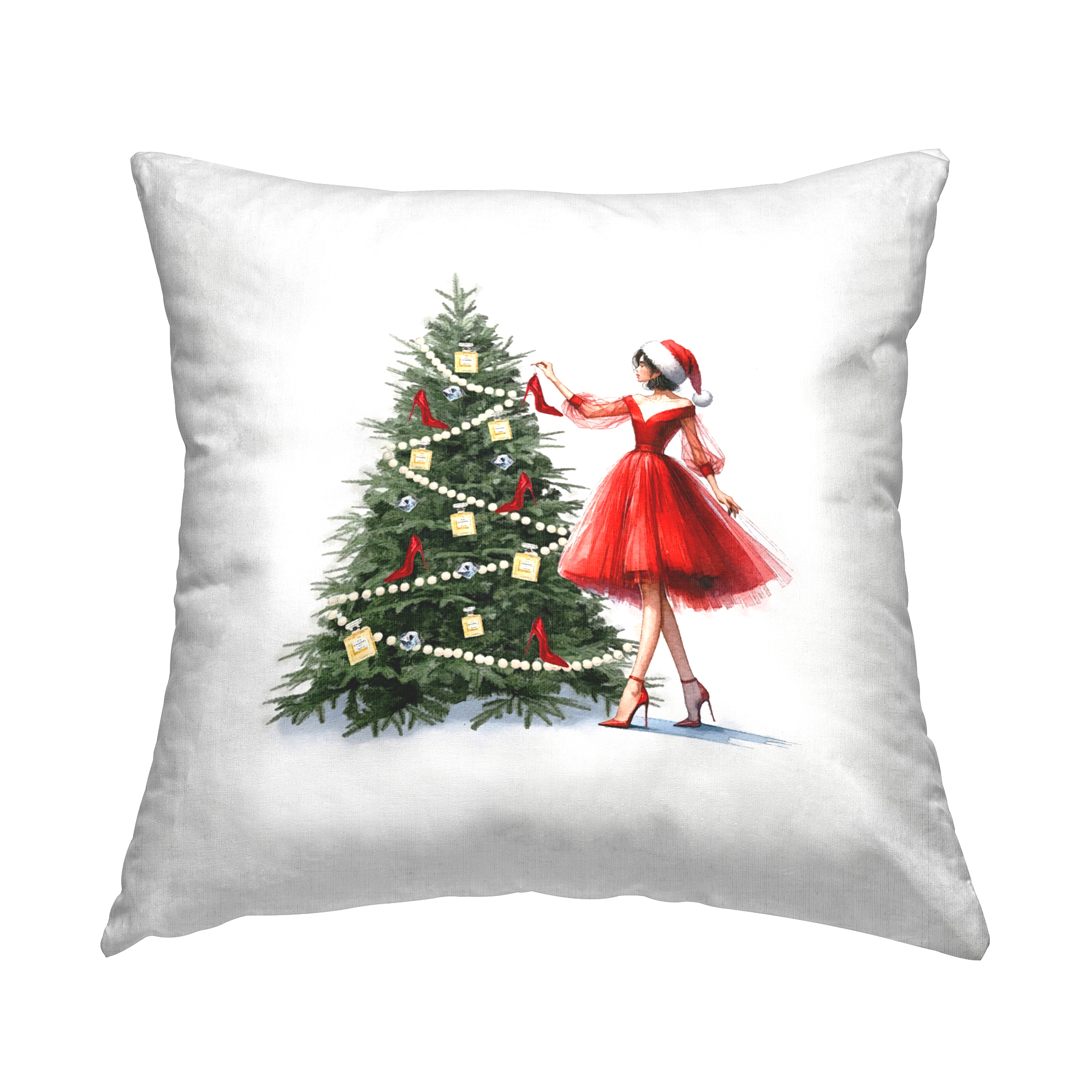 Stupell Industries Holiday Tree Glam Accessories Decorative Printed Throw Pillow, 18 x 18