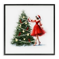 Stupell Industries Holiday Tree Glam Accessories Holiday Painting Black Framed Art Prints Wall Art, 12 x 12