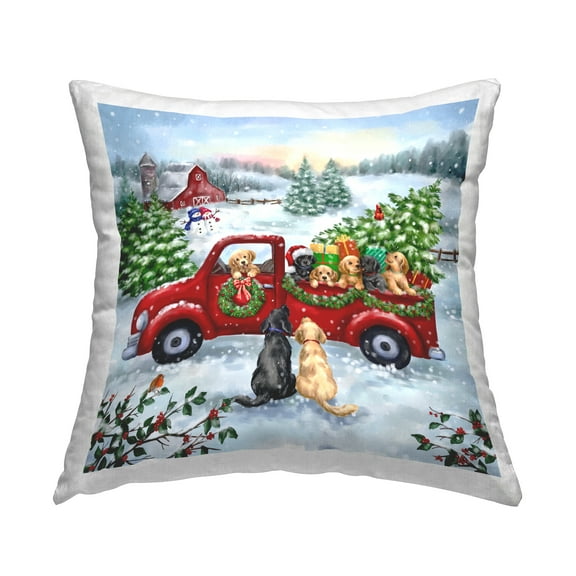 Stupell Industries Holiday Truck & Tree Decorative Printed Throw Pillow, 18 x 18