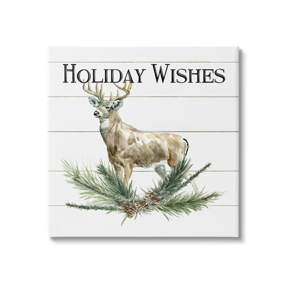 Stupell Industries Holiday Wishes Seasonal Deer Graphic Art Gallery Wrapped Canvas Print Wall Art, Design by Carol Robinson