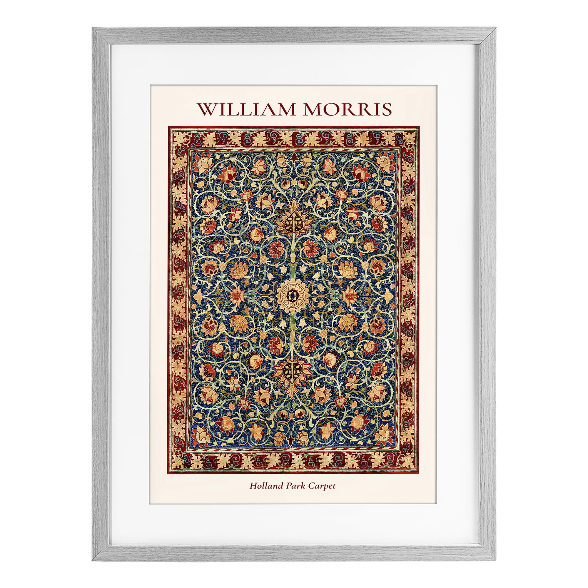 Stupell Industries Holland Park William Morris Design Gray Framed Print Under Glass, design by Vintage Hustle