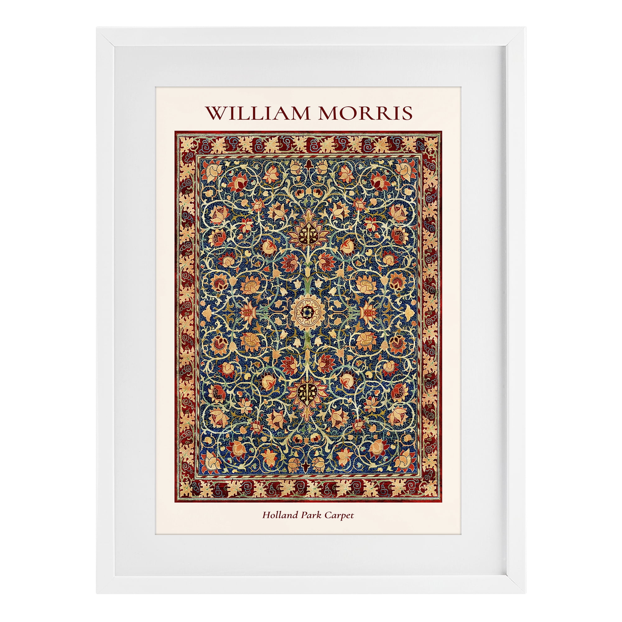 Stupell Industries Holland Park William Morris Design White Framed Print Under Glass, design by Vintage Hustle