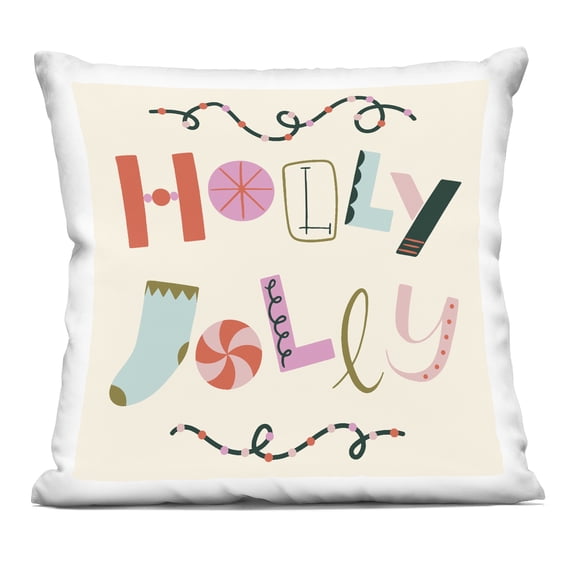 Stupell Industries Holly Jolly Eclectic Holiday Design by Sazerelli Designs Throw Pillow
