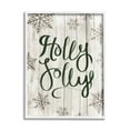 thumbnail image 1 of Stupell Industries Holly Jolly Festive Cursive Typography Winter Rustic Snowflakes Holiday Painting White Framed Art Print Wall Art, 16 x 20, 1 of 8