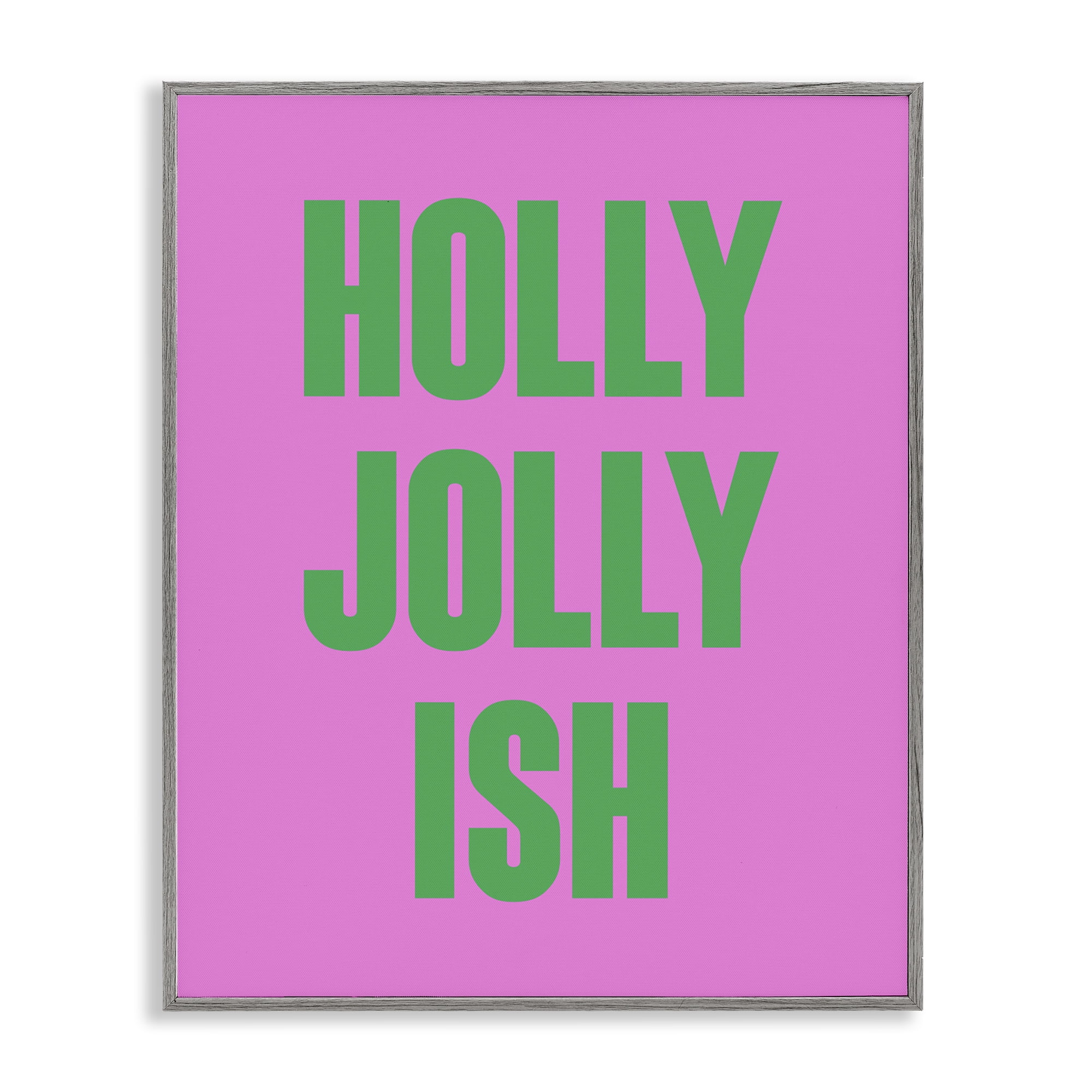 Stupell Industries Holly Jolly Ish Humor Holiday Painting Gray Framed Art Print Wall Art, 16 x 20