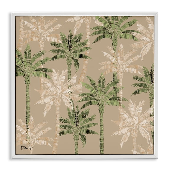 Stupell Industries Hollywood Palms Pattern White Framed Giclee Art design by Paul Brent, 24 x 24