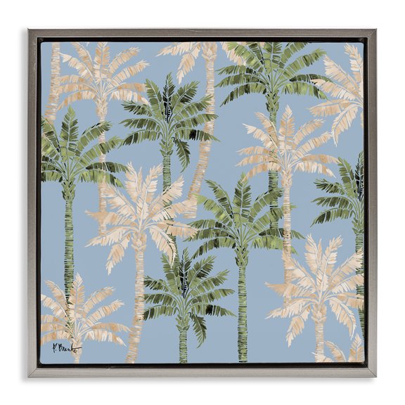 Stupell Industries Hollywood Palms Toss Gray Framed Floater Canvas Wall Art design by Paul Brent, 25 x 25