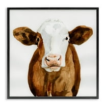 Stupell Industries Holstein Country Cow Minimal Cattle Portrait Black Framed, 12 x 12, Design by Victoria Barnes