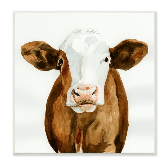 Stupell Industries Holstein Country Cow Minimal Cattle Portrait Wall Plaque, 12 x 12, Design by Victoria Barnes