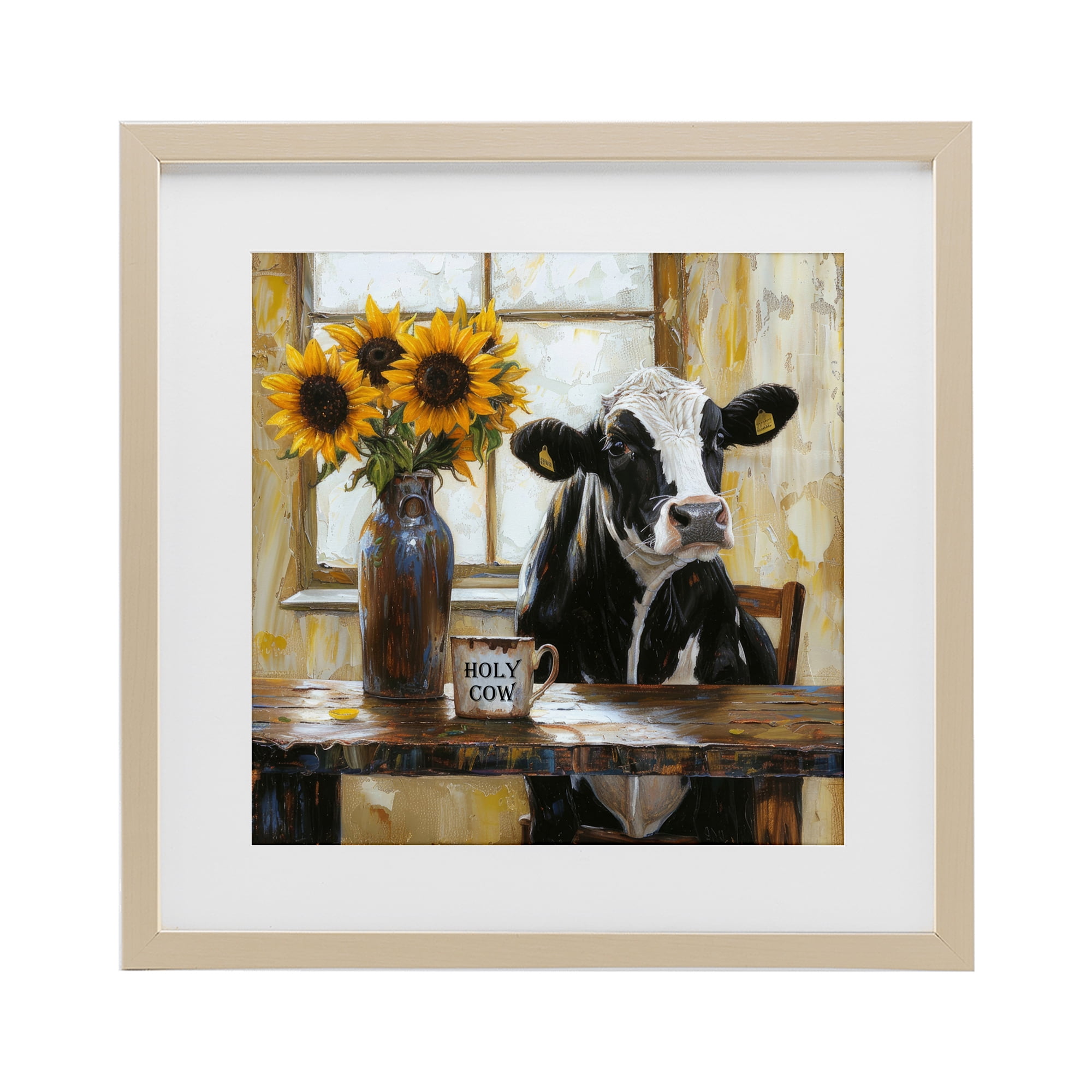 Stupell Industries Holy Cow Rustic Farm Table Birch Framed Print Under Glass, design by Tina LeCour