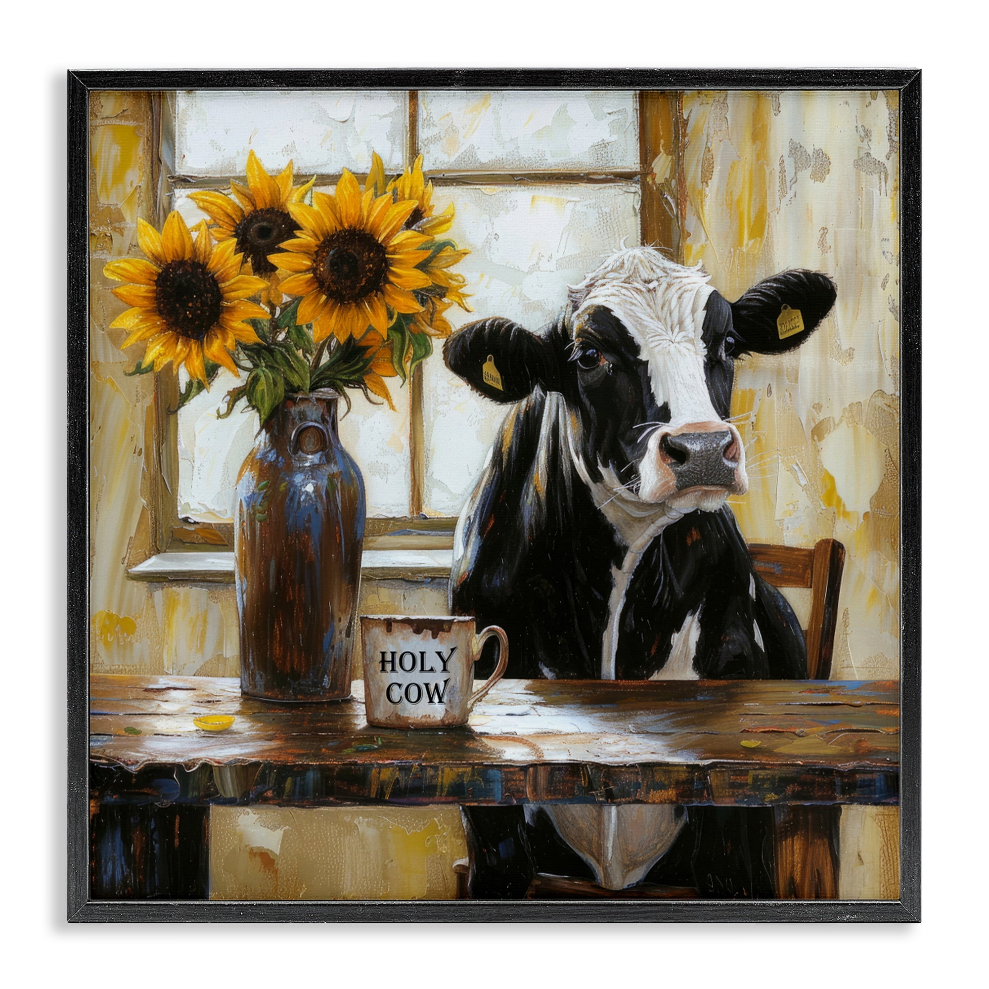 Stupell Industries Holy Cow Rustic Farm Table Black Framed Giclee Art, design by Tina LeCour