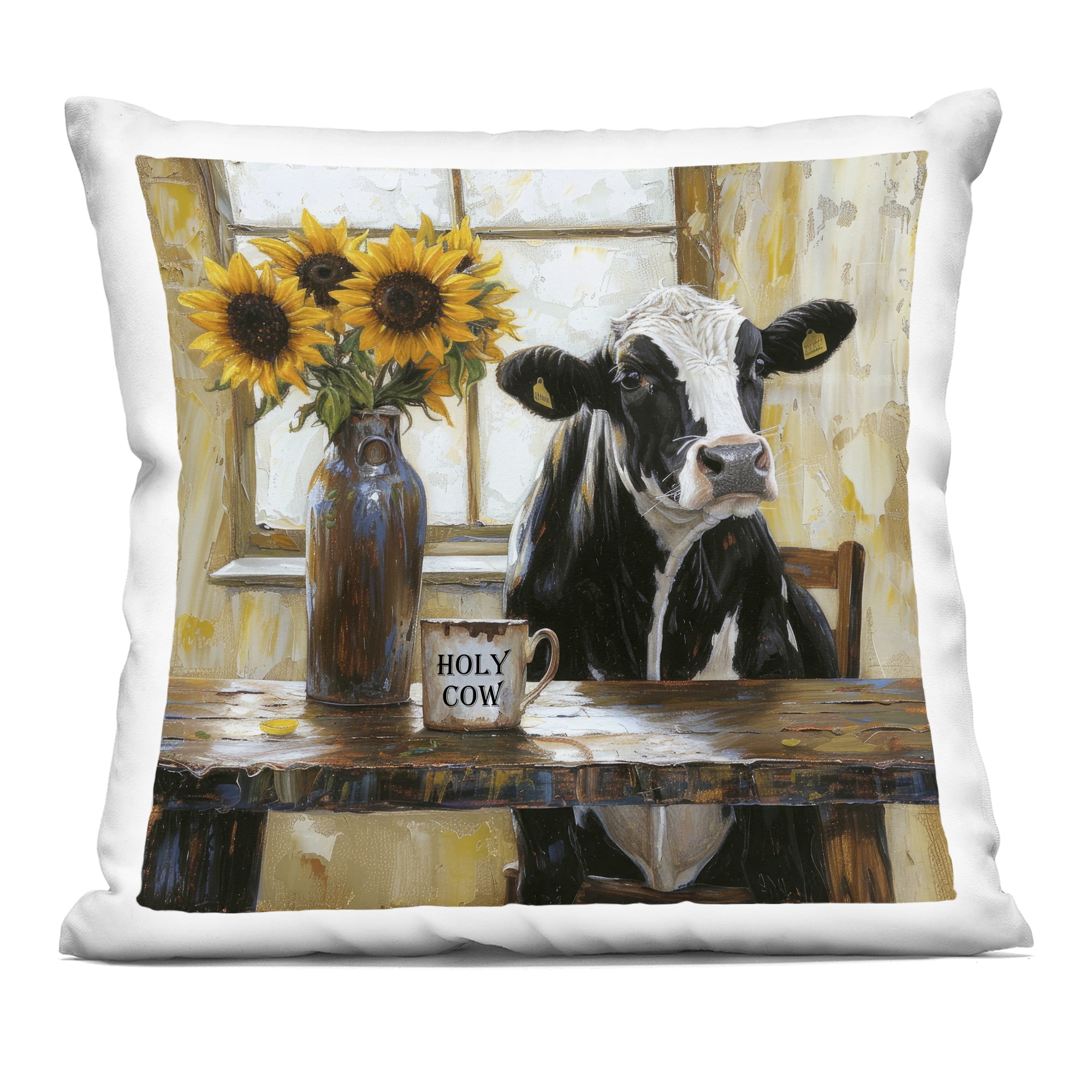 Stupell Industries Holy Cow Rustic Farm Table Decorative Printed Throw Pillow, design by Tina LeCour