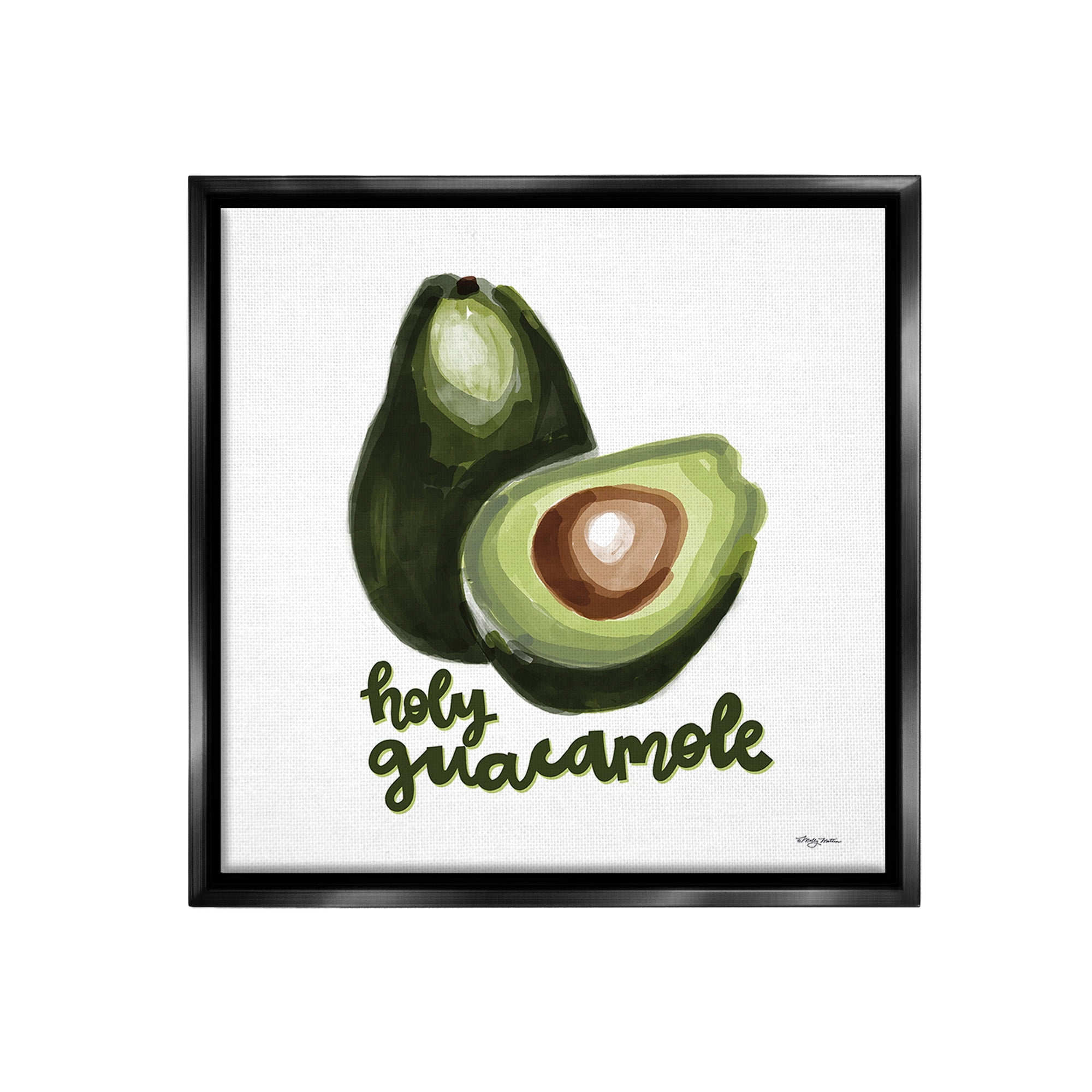 Stupell Industries Holy Guacamole Avocado Food & Beverage Painting Black Floater Framed Canvas Art Print Wall Art, 18 x 18