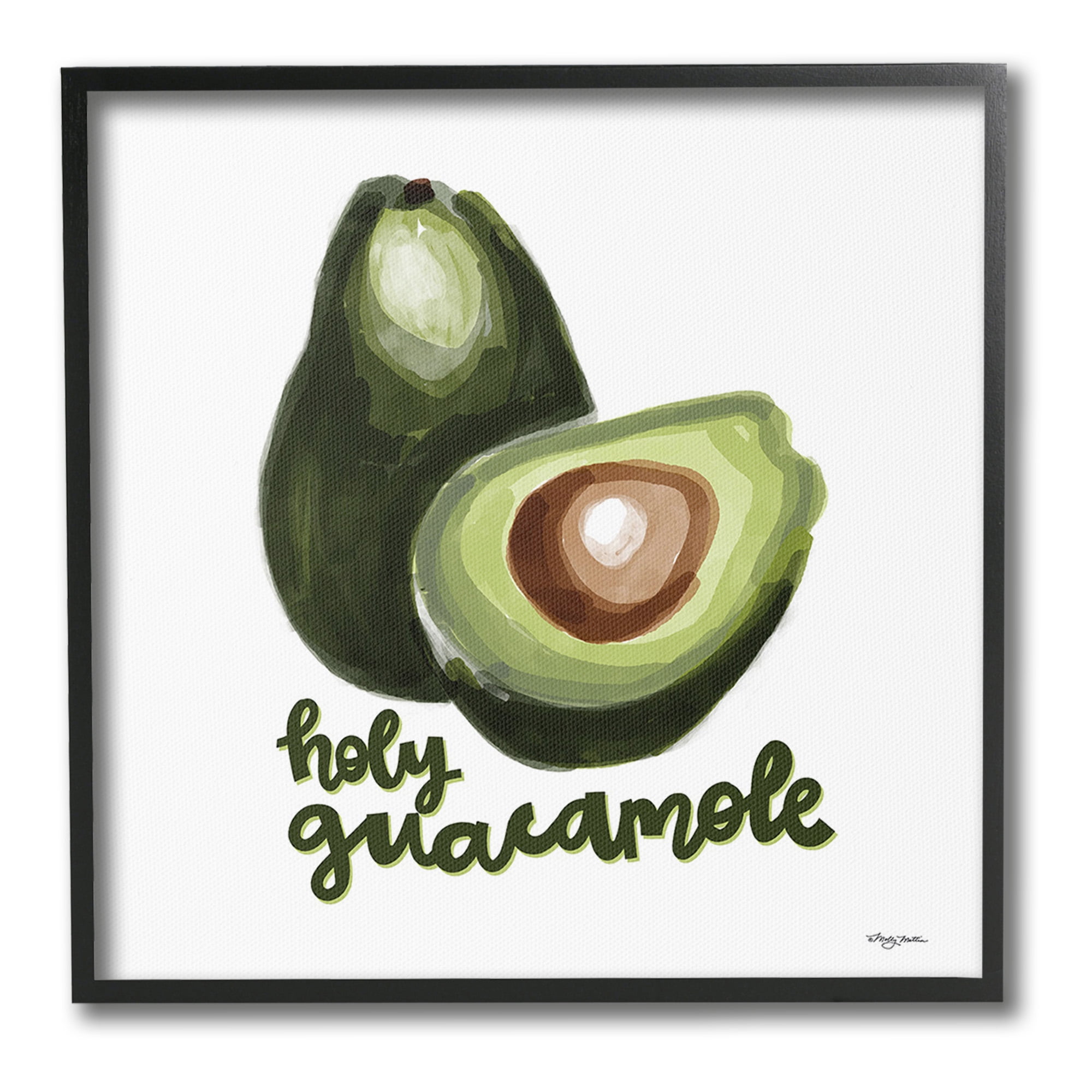Stupell Industries Holy Guacamole Avocado Food & Beverage Painting Black Framed Art Print Wall Art, 17 x 17