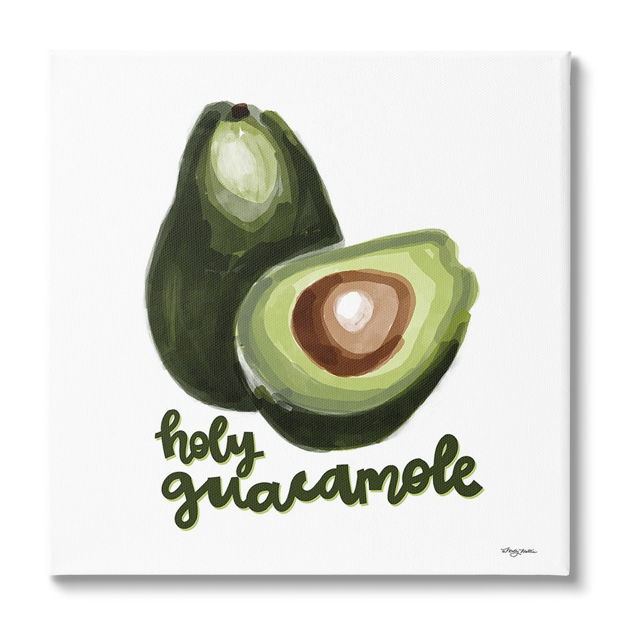 Stupell Industries Holy Guacamole Avocado Food & Beverage Painting Gallery Wrapped Canvas Art Print Wall Art, 17 x 17