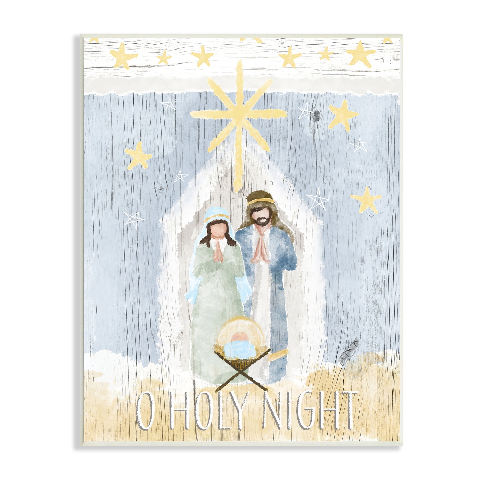 Stupell Industries Holy Night Holiday Nativity Stable Yellow Stars, 13 x 19, Design by Andi Metz