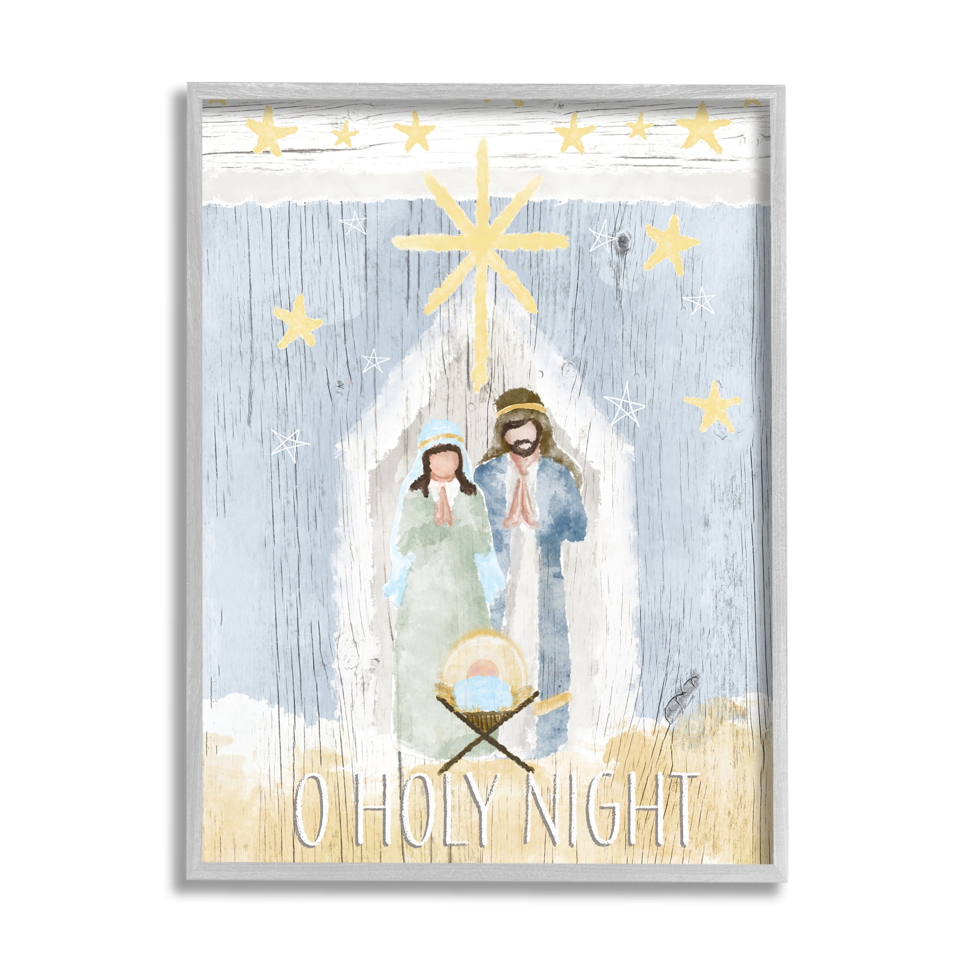 Stupell Industries Holy Night Holiday Nativity Stable Yellow Stars, 16 x 20, Design by Andi Metz