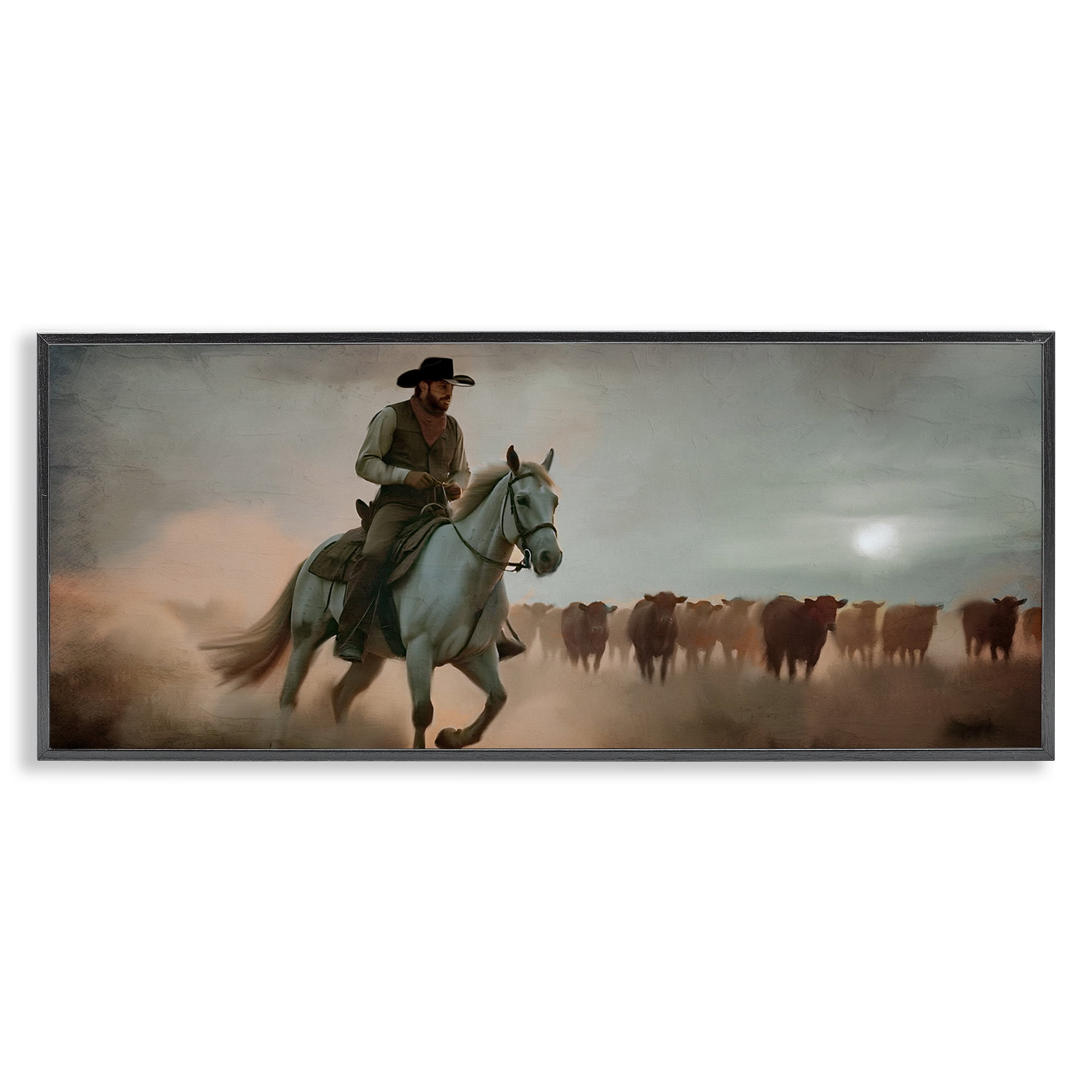 Stupell Industries Home Bound Cowboy Black Framed Giclee Art, design by Kim Allen