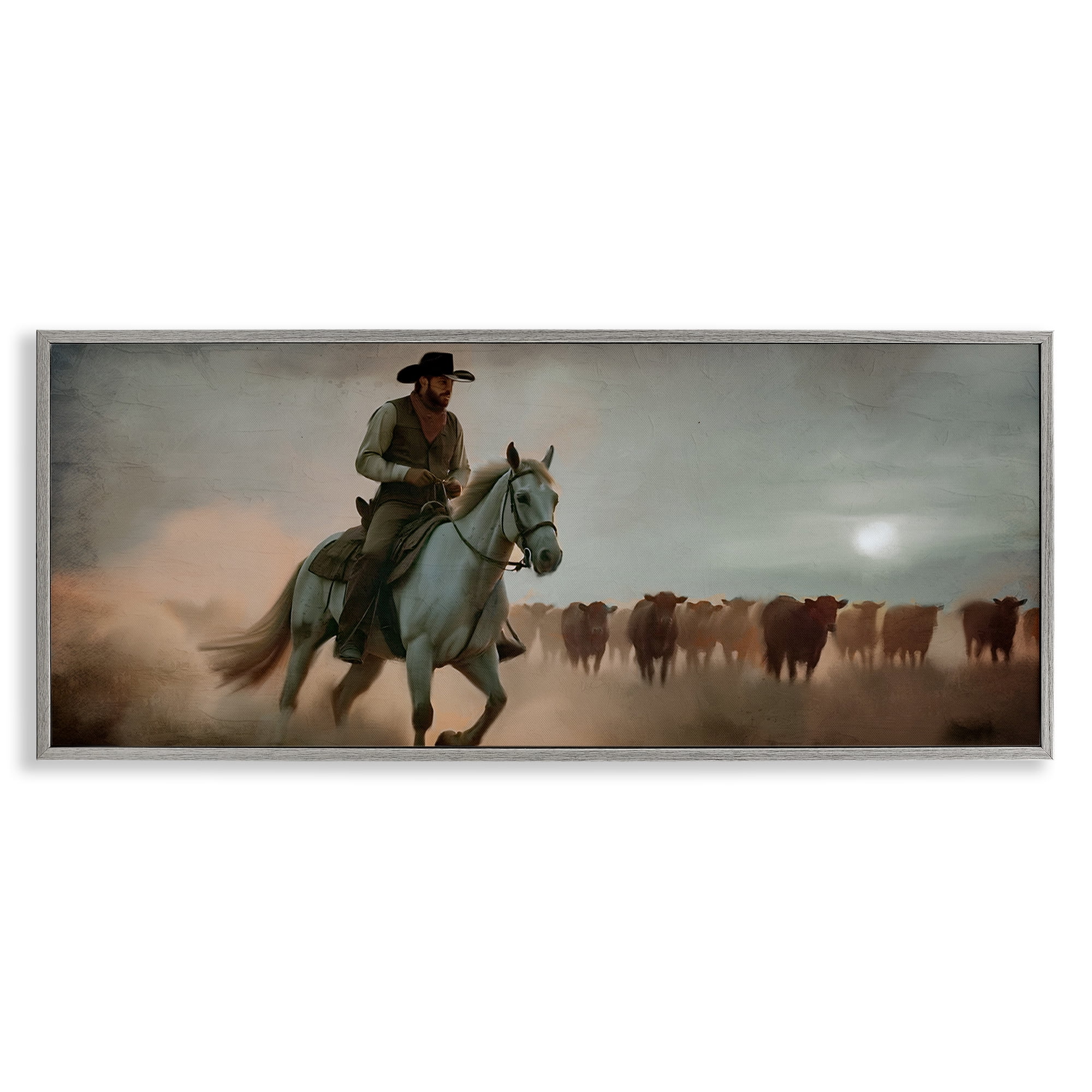 Stupell Industries Home Bound Cowboy Gray Framed Giclee Art, design by Kim Allen