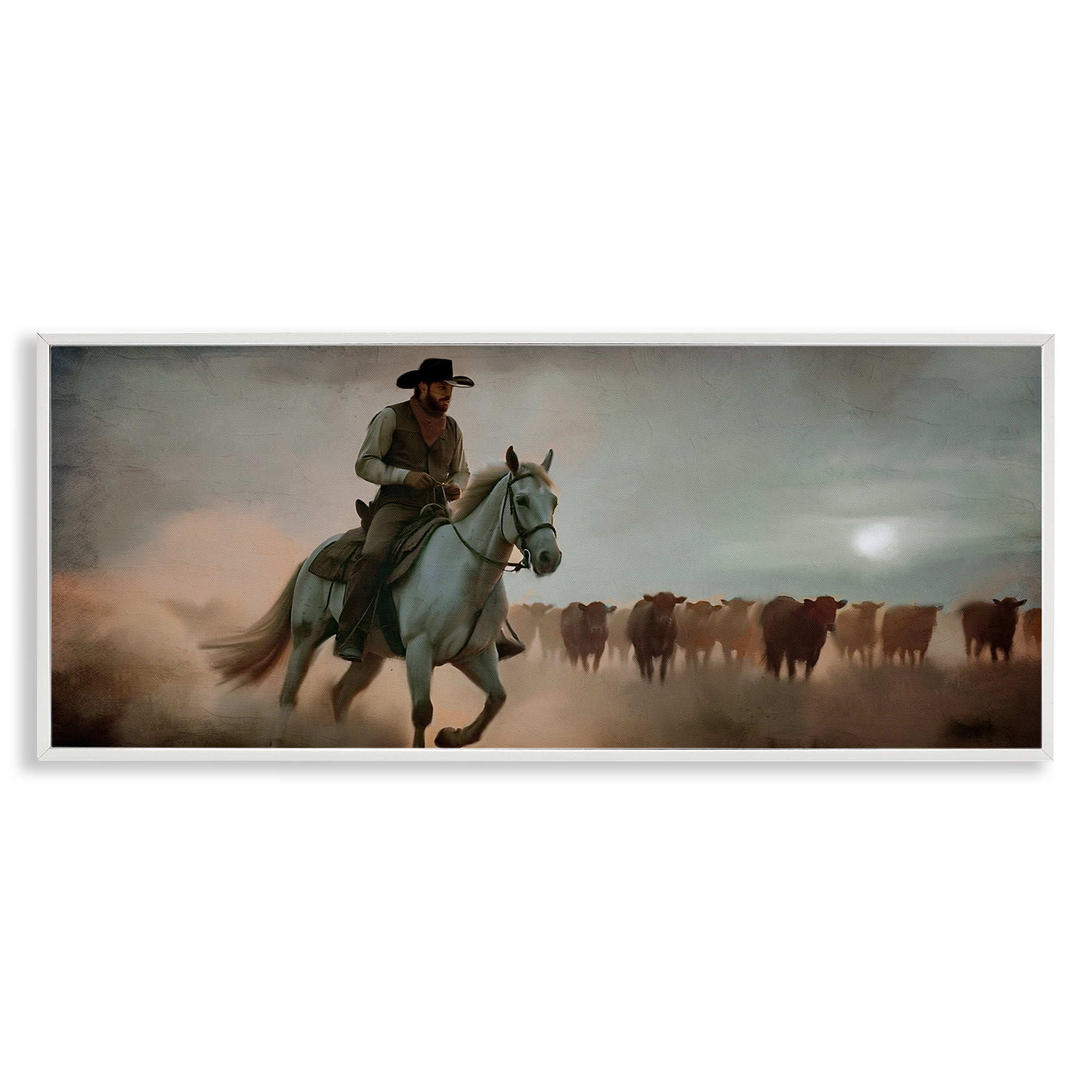Stupell Industries Home Bound Cowboy White Framed Giclee Art, design by Kim Allen
