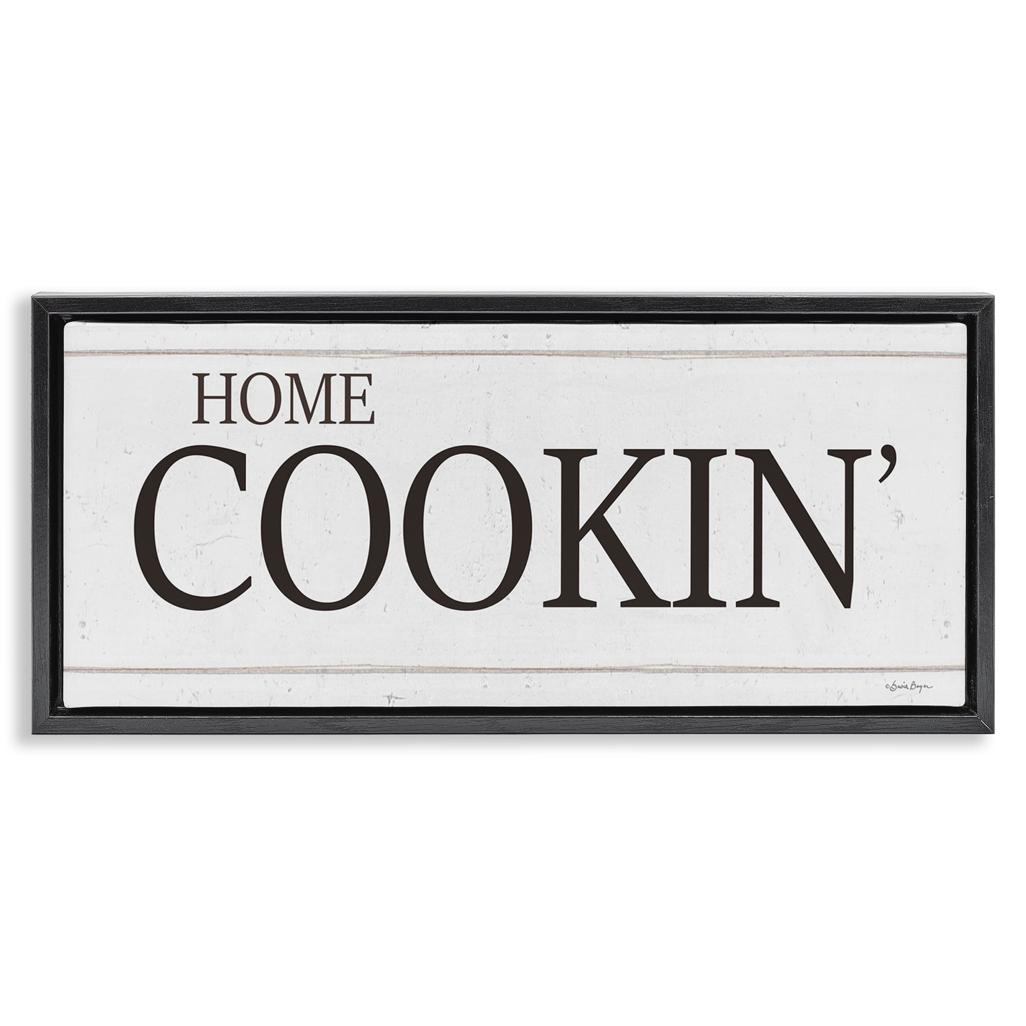 Stupell Industries Home Cookin' Phrase Food & Beverage Painting Black Floater Framed Art Print Wall Art, 31 x 14