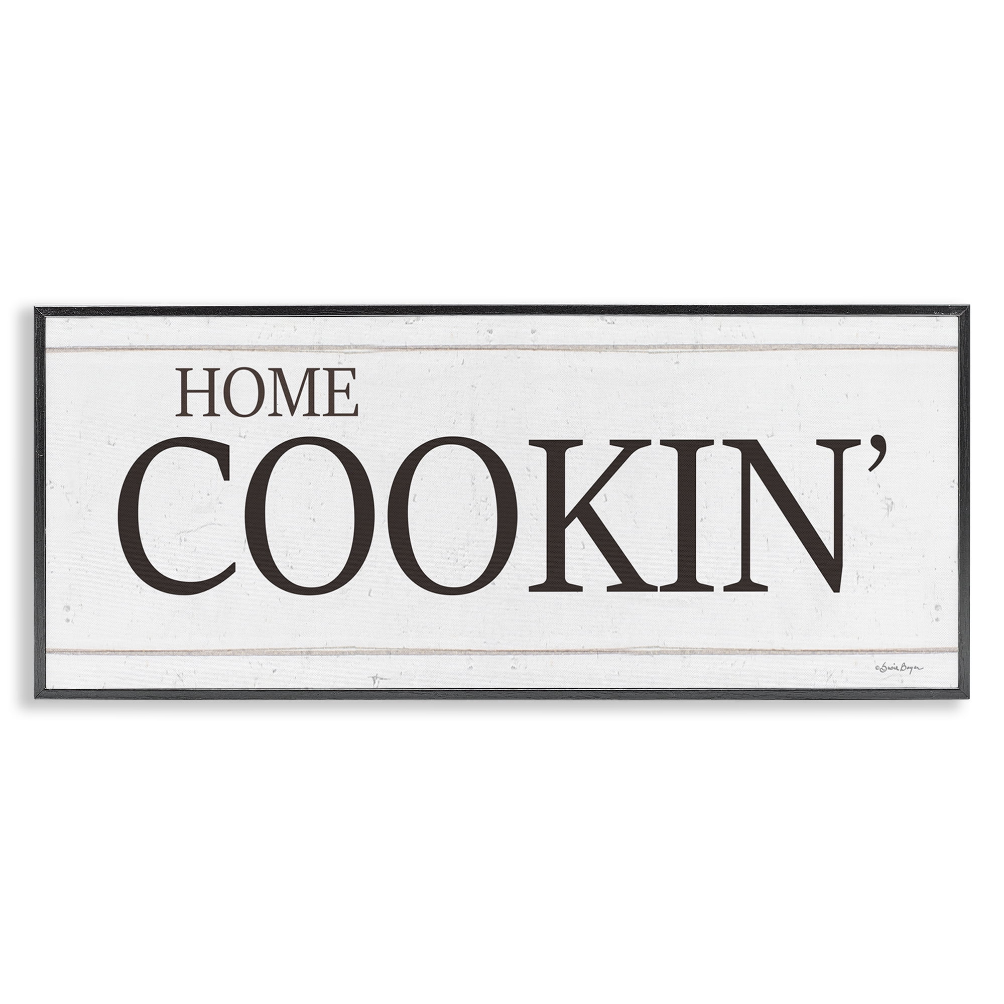 Stupell Industries Home Cookin' Phrase Food & Beverage Painting Black Framed Art Print Wall Art, 24 x 10