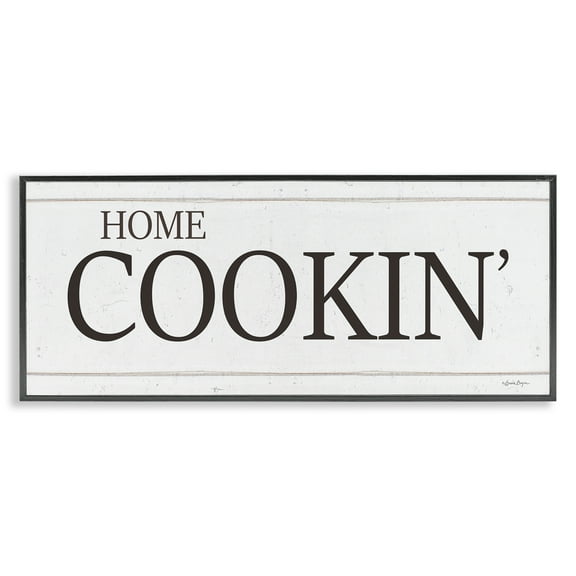 Stupell Industries Home Cookin' Phrase Food & Beverage Painting Black Framed Art Print Wall Art, 24 x 10