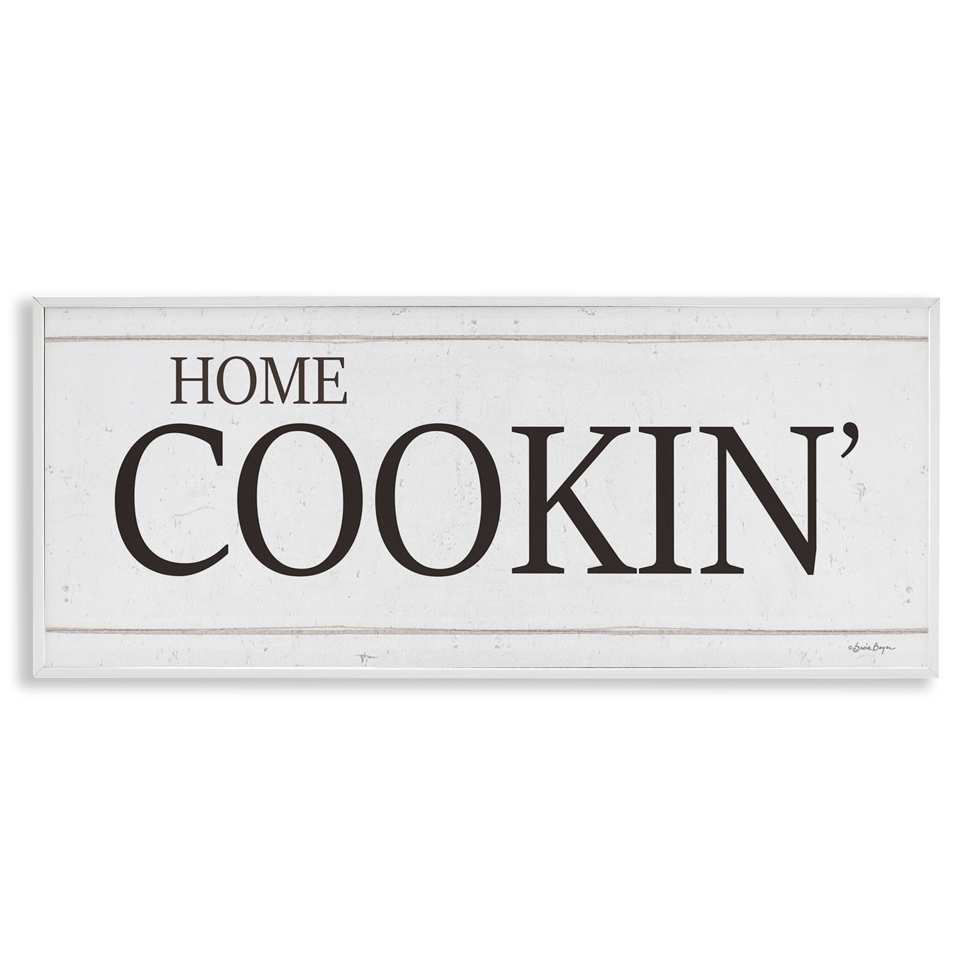 Stupell Industries Home Cookin' Phrase Food & Beverage Painting White Framed Art Print Wall Art, 24 x 10