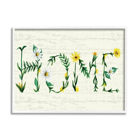 Stupell Industries Home Country Greeting Blissful Daisy Floral Typography Graphic Art White Framed Art Print Wall Art, 16x20, by Kate Eldridge