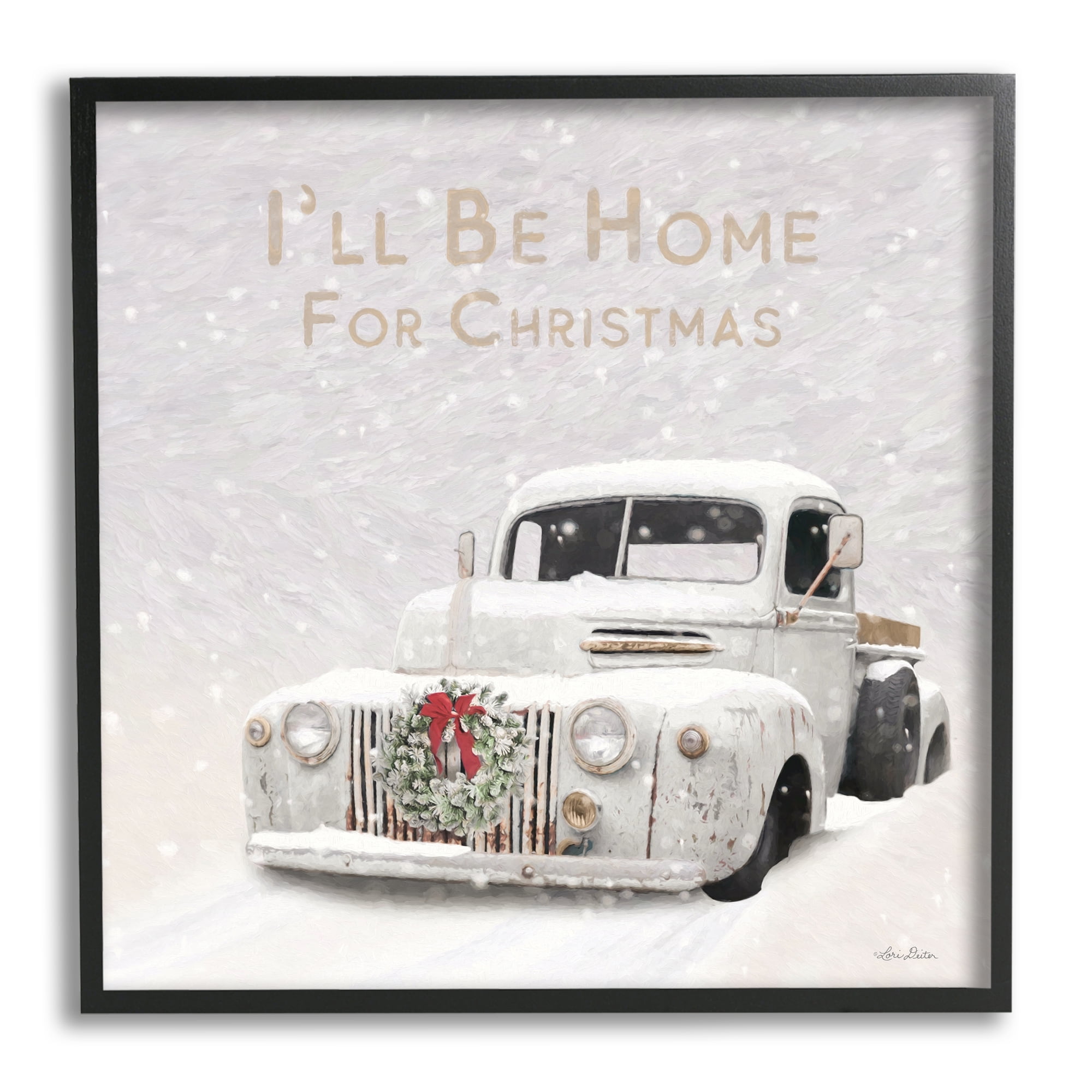Stupell Industries Home For Christmas Phrase Holiday Painting Black Framed Art Print Wall Art, 12 x 12