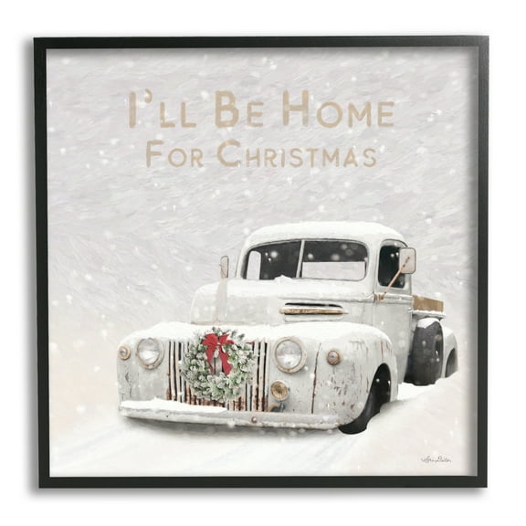 Stupell Industries Home For Christmas Phrase Holiday Painting Black Framed Art Print Wall Art, 12 x 12