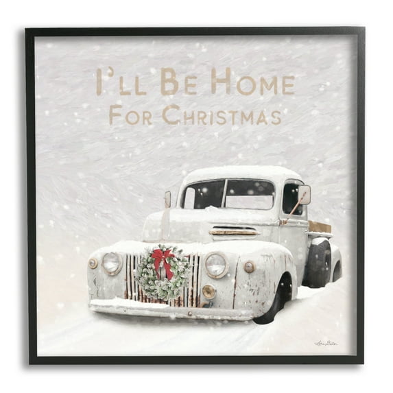 Stupell Industries Home For Christmas Phrase Holiday Painting Black Framed Art Print Wall Art, 17 x 17