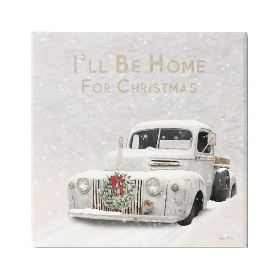 Stupell Industries Home For Christmas Phrase Holiday Painting Gallery Wrapped Canvas Print Wall Art, 17 x 17