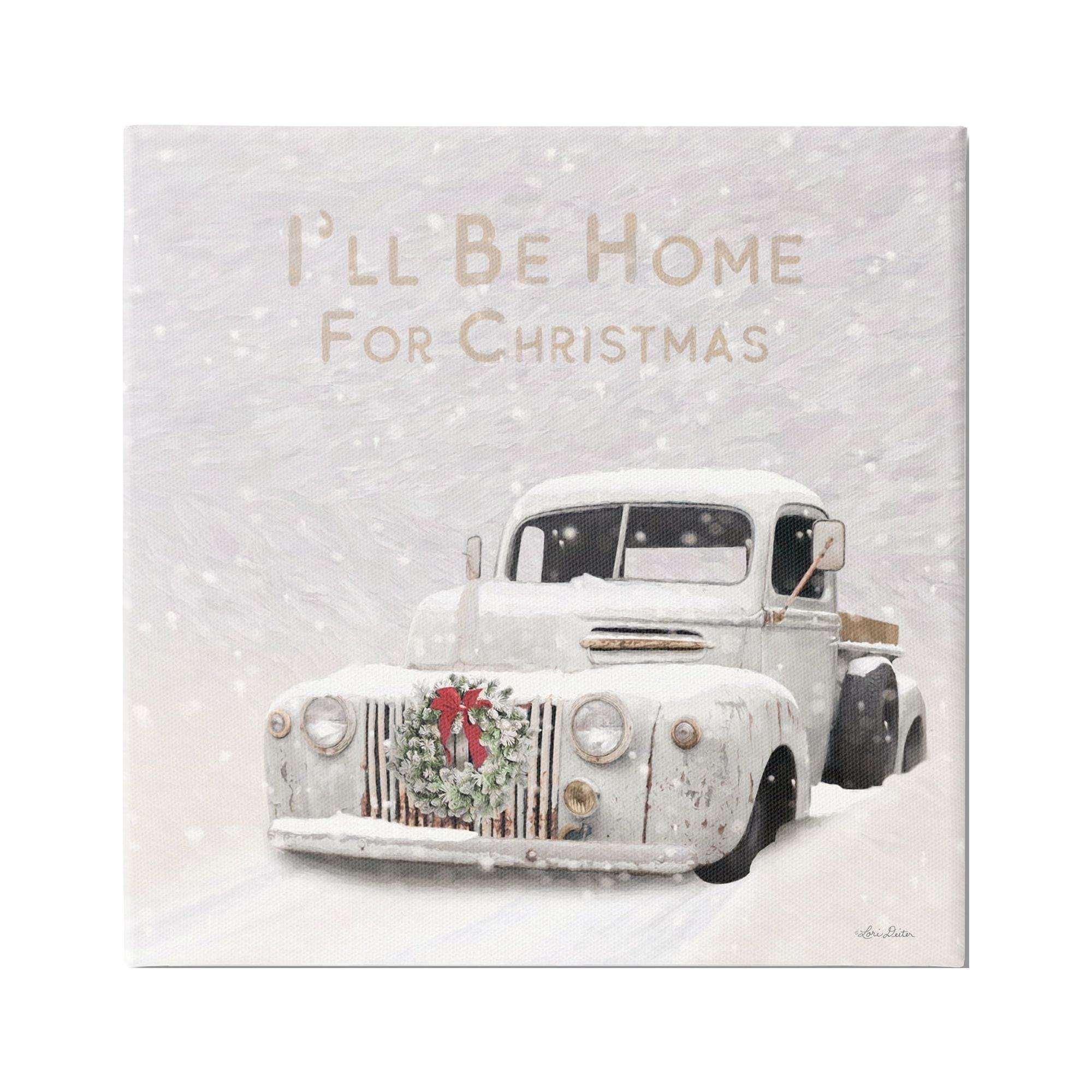 Stupell Industries Home For Christmas Phrase Holiday Painting Gallery Wrapped Canvas Print Wall Art, 24 x 24