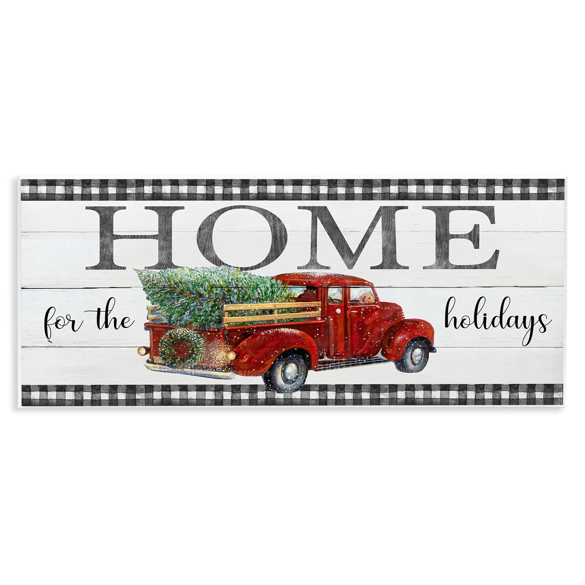 Stupell Industries Home For Holidays Truck Holiday Painting Unframed Art Prints Wall Art, 17 x 7