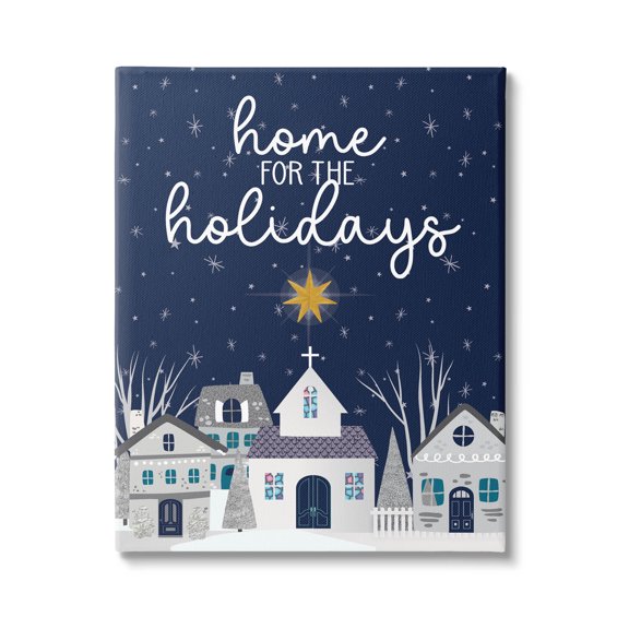 Stupell Industries Home For The Holidays Night Sky Graphic Art Gallery Wrapped Canvas Print Wall Art, Design by Linda Birtel