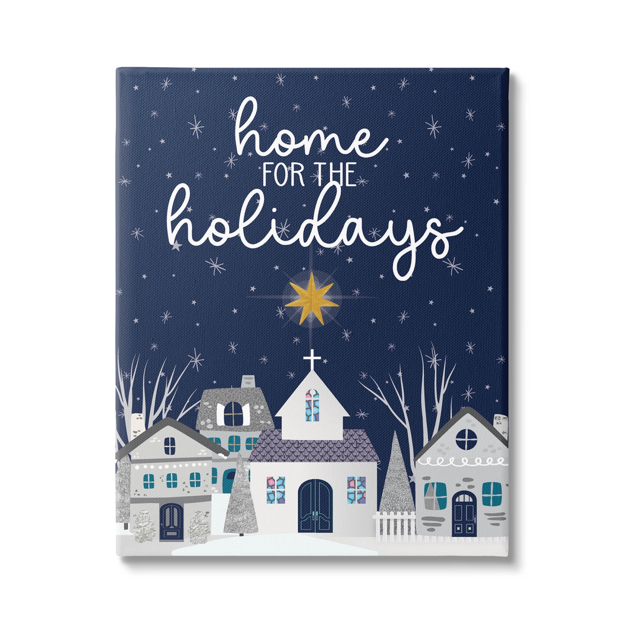 Stupell Industries Home For The Holidays Night Sky Graphic Art Gallery Wrapped Canvas Print Wall Art, Design by Linda Birtel