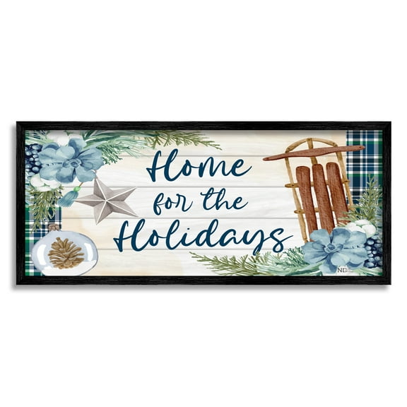 Stupell Industries Home For The Holidays Tartan Holiday Painting Black Framed Art Print Wall Art